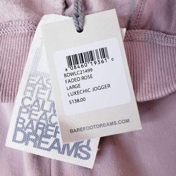 NWT BAREFOOT DREAMS Luxechic Jogger Faded Rose Women's Size Large - Picture 3 of 11